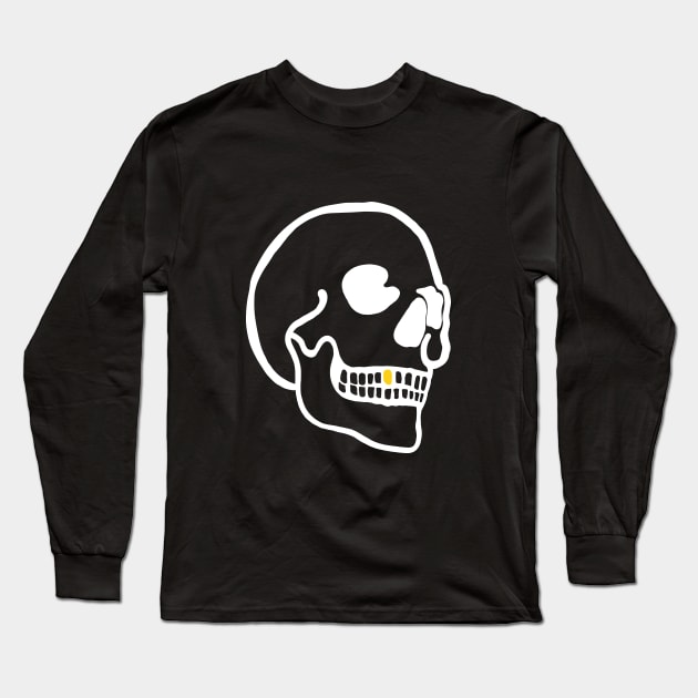 Skull With Gold Tooth Long Sleeve T-Shirt by UNDERGROUNDROOTS